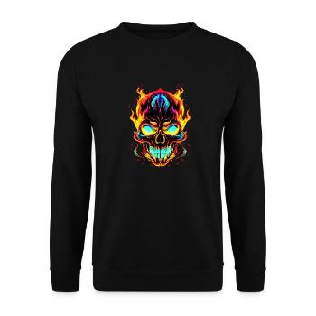 Beschwöre die dunkle Seite: Einzigartiger Skull Gothic - Unisex Pullover - Schwarz - Vorne - Alina (178cm) & Michal (187cm)