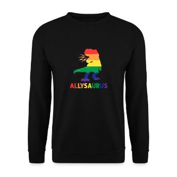 Allysaurus dinosaur in rainbow flag for ally LGBT - Unisex Sweatshirt - black - Front - Alina (178cm) & Michal (187cm)