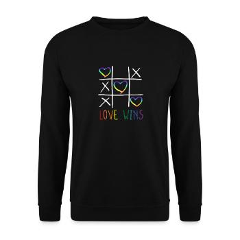 Fun LGBTQ LOVE WINS aux couleurs de l’arc-en-ciel de la Gay Pride - Sweat-shirt Unisexe - noir - Devant - Alina (178cm) & Michal (187cm)