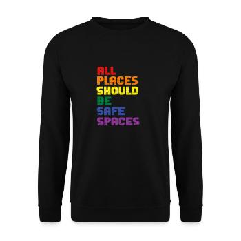 Alle Orte sollten sichere Orte sein Gay Pride Verbündeter - Unisex Pullover - Schwarz - Vorne - Alina (178cm) & Michal (187cm)