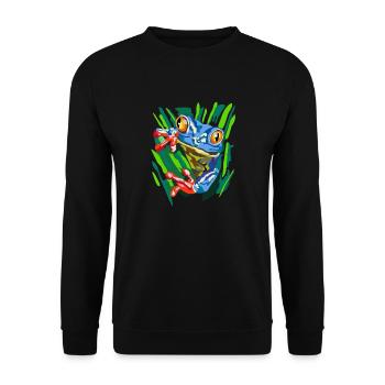 Frosch am Baum - Unisex Pullover - Schwarz - Vorne - Alina (178cm) & Michal (187cm)
