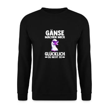 Gans Gänse - Unisex Pullover - Schwarz - Vorne - Alina (178cm) & Michal (187cm)
