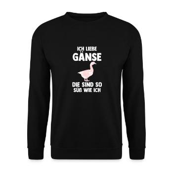 Gans Gänse - Unisex Pullover - Schwarz - Vorne - Alina (178cm) & Michal (187cm)