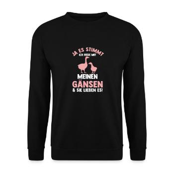 Gans Gänse - Unisex Pullover - Schwarz - Vorne - Alina (178cm) & Michal (187cm)