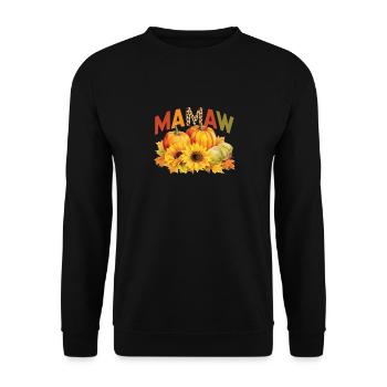 Mamaw Boho Leopard Kürbisse Herbst Blätter Herbst - Unisex Pullover - Schwarz - Vorne - Alina (178cm) & Michal (187cm)