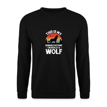 Wolf Animal Wolves Funny Wolf - Unisex Sweatshirt - black - Front - Alina (178cm) & Michal (187cm)