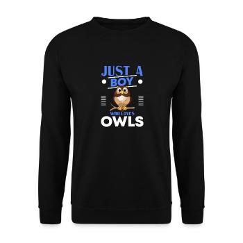 Juste un garçon qui aime les hiboux Amoureux des oiseaux Ornithologue - Sweat-shirt Unisexe - noir - Devant - Alina (178cm) & Michal (187cm)