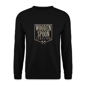 Funny Wooden Spoon Survivor Meme Proud Italian - Unisex Pullover - Schwarz - Vorne - Alina (178cm) & Michal (187cm)