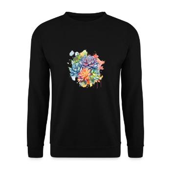 Fertig Kaktusblüte Sukkulente Liebhaber Blumig - Unisex Pullover - Schwarz - Vorne - Alina (178cm) & Michal (187cm)