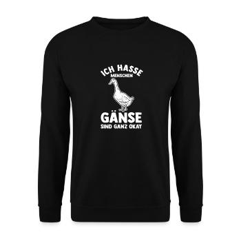 Gans Gänse - Unisex Pullover - Schwarz - Vorne - Alina (178cm) & Michal (187cm)