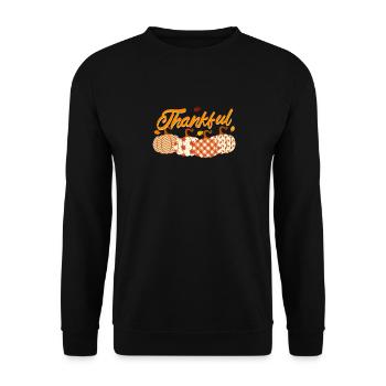 Dankbar Dankbar Gesegnet Herbst Plaid Kürbis Thank - Unisex Pullover - Schwarz - Vorne - Alina (178cm) & Michal (187cm)