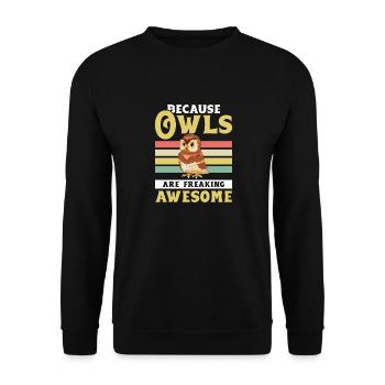 Birds Of Prey Ornithologist Retro Because Owls Are - Unisex Pullover - Schwarz - Vorne - Alina (178cm) & Michal (187cm)