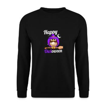 Owl Lover Birds Of Prey Ornithologist Happy Owlowe - Unisex Sweatshirt - black - Front - Alina (178cm) & Michal (187cm)