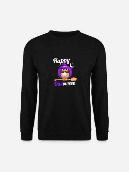 Owl Lover Birds Of Prey Ornithologist Happy Owlowe - Unisex Sweatshirt - black