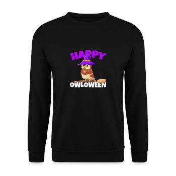 Happy Owloween Nocturnal Bird Owl Lover Birds Of P - Unisex Sweatshirt - black - Front - Alina (178cm) & Michal (187cm)
