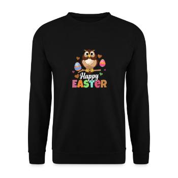 Happy Easter Nocturnal Bird Owl Lover Ornithologis - Unisex Sweatshirt - black - Front - Alina (178cm) & Michal (187cm)