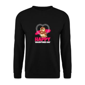 Happy Valentines Day Birds Of Prey Owl Enthusiast - Unisex Pullover - Schwarz - Vorne - Alina (178cm) & Michal (187cm)