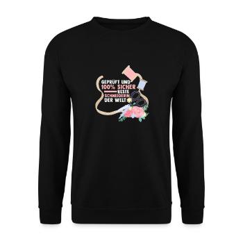 Näher Schneiderin - Unisex Pullover - Schwarz - Vorne - Alina (178cm) & Michal (187cm)