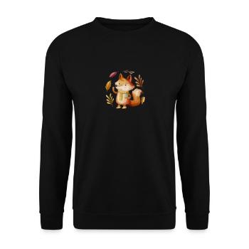 Niedliche rote Panda Tier Herbst Blätter Herbst - Unisex Pullover - Schwarz - Vorne - Alina (178cm) & Michal (187cm)