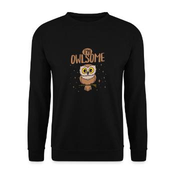 I'm Owlsome Nocturnal Bird Night Owl - Unisex Pullover - Schwarz - Vorne - Alina (178cm) & Michal (187cm)