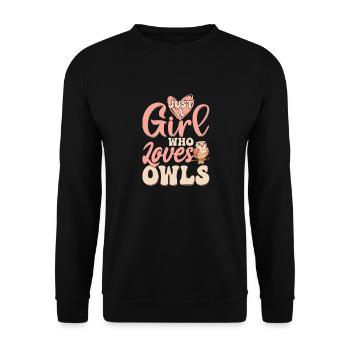 Juste une fille qui aime les hiboux Nuit d’oiseau nocturne Ow - Sweat-shirt Unisexe - noir - Devant - Alina (178cm) & Michal (187cm)