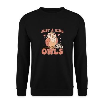 Just A Girl Who Loves Owls Night Owl Nocturnal Bir - Unisex Pullover - Schwarz - Vorne - Alina (178cm) & Michal (187cm)