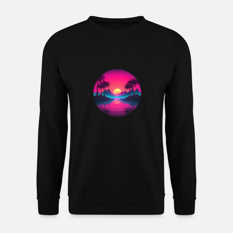 Tropical Chillwave Synthwave Sunset - Sweat-shirt Unisexe - noir