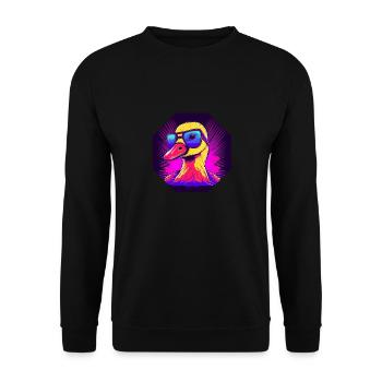 Synthwave Duck with Sunglasses - Unisex Sweatshirt - black - Front - Alina (178cm) & Michal (187cm)