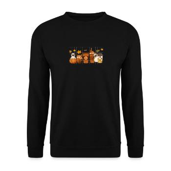 Tasse à café d’automne Pug Lover Pumpkin Spice - Sweat-shirt Unisexe - noir - Devant - Alina (178cm) & Michal (187cm)