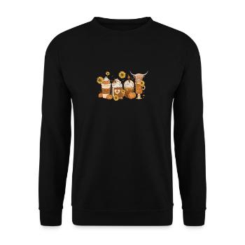 Scottish Highland Cow Sunflower Automne Automne - Sweat-shirt Unisexe - noir - Devant - Alina (178cm) & Michal (187cm)