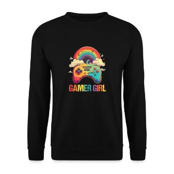 Gaming Konsole PC Zockerin Mädchen Gamer Girl - Unisex Pullover - Schwarz - Vorne - Alina (178cm) & Michal (187cm)