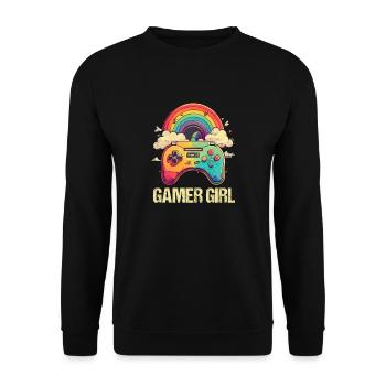 Gaming Konsole PC Zockerin Mädchen Gamer Girl - Unisex Pullover - Schwarz - Vorne - Alina (178cm) & Michal (187cm)