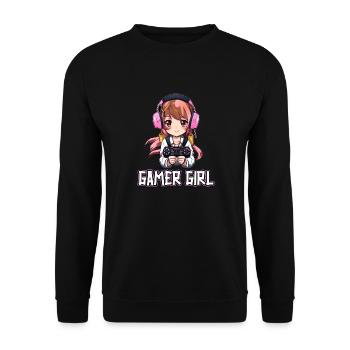 Gaming Konsole PC Zockerin Mädchen Gamer Girl - Unisex Pullover - Schwarz - Vorne - Alina (178cm) & Michal (187cm)