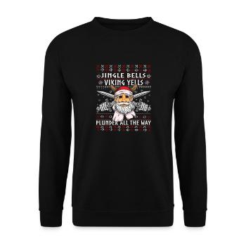 Jingle Bells Viking Yells Valhalla Viking Nordic - Unisex Sweatshirt - black - Front - Alina (178cm) & Michal (187cm)