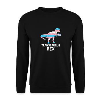 Dinosaure Transsaurus rex dans un drapeau transgenre - Sweat-shirt Unisexe - noir - Devant - Alina (178cm) & Michal (187cm)