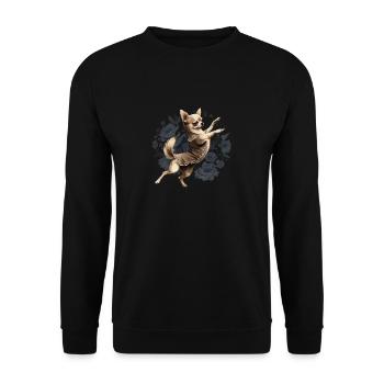 Chihuahua | Ballerina | Ballet | Dance | Dancing | - Unisex Pullover - Schwarz - Vorne - Alina (178cm) & Michal (187cm)