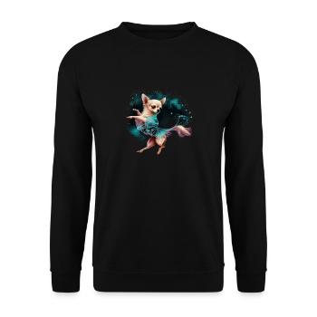 Chihuahua | Ballerina | Ballet | Dance | Dancing | - Unisex Pullover - Schwarz - Vorne - Alina (178cm) & Michal (187cm)
