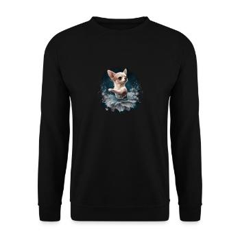 Chihuahua | Ballerina | Ballet | Dance | Dancing | - Unisex Pullover - Schwarz - Vorne - Alina (178cm) & Michal (187cm)