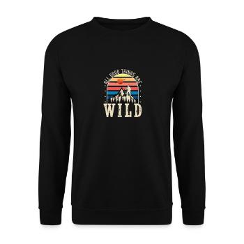 Wanderer Berg Lustiges Wandern - Unisex Pullover - Schwarz - Vorne - Alina (178cm) & Michal (187cm)