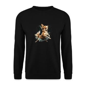 Chihuahua | Ballerina | Ballet | Dance | Dancing | - Unisex Pullover - Schwarz - Vorne - Alina (178cm) & Michal (187cm)