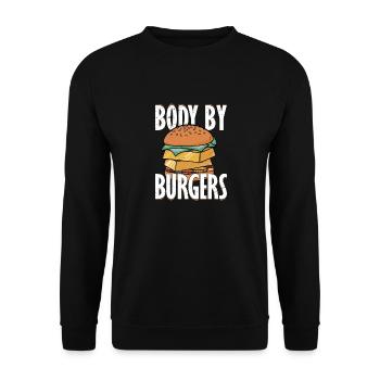 Body By Burgers Hamburger Food Meat Buns - Sweat-shirt Unisexe - noir - Devant - Alina (178cm) & Michal (187cm)