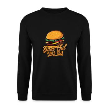 Buns Out Fun’s Out Hamburger Food Pains à la viande - Sweat-shirt Unisexe - noir - Devant - Alina (178cm) & Michal (187cm)