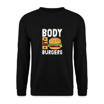Body By Burgers Meat Buns Food Hamburger - Sweat-shirt Unisexe - noir - Devant - Alina (178cm) & Michal (187cm)