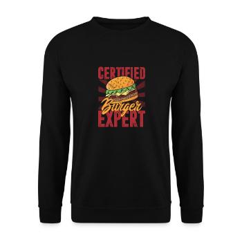 Burger Expert certifié Hamburger Food Meat Buns - Sweat-shirt Unisexe - noir - Devant - Alina (178cm) & Michal (187cm)