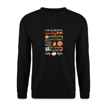 Ich liebe den Herbst am meisten Herbstblätter - Unisex Pullover - Schwarz - Vorne - Alina (178cm) & Michal (187cm)