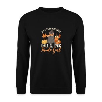 I'm a Pumpkin Spice Autumn Pug Kinda Girl - Unisex Sweatshirt - black - Front - Alina (178cm) & Michal (187cm)