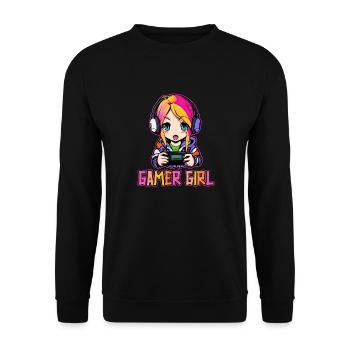 Gaming Konsole PC Zockerin Mädchen Gamer Girl - Unisex Pullover - Schwarz - Vorne - Alina (178cm) & Michal (187cm)