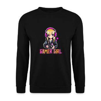 Gaming Konsole PC Zockerin Mädchen Gamer Girl - Unisex Pullover - Schwarz - Vorne - Alina (178cm) & Michal (187cm)