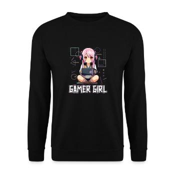 Gaming Konsole PC Zockerin Mädchen Gamer Girl - Unisex Pullover - Schwarz - Vorne - Alina (178cm) & Michal (187cm)