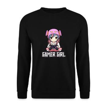 Gaming Konsole PC Zockerin Mädchen Gamer Girl - Unisex Pullover - Schwarz - Vorne - Alina (178cm) & Michal (187cm)
